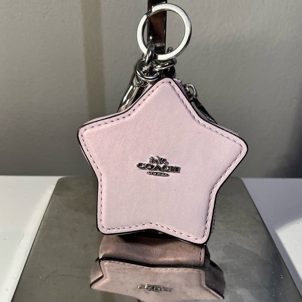 Coach Star Bag Charm Coin Case , Pink Pearl with silver hardware